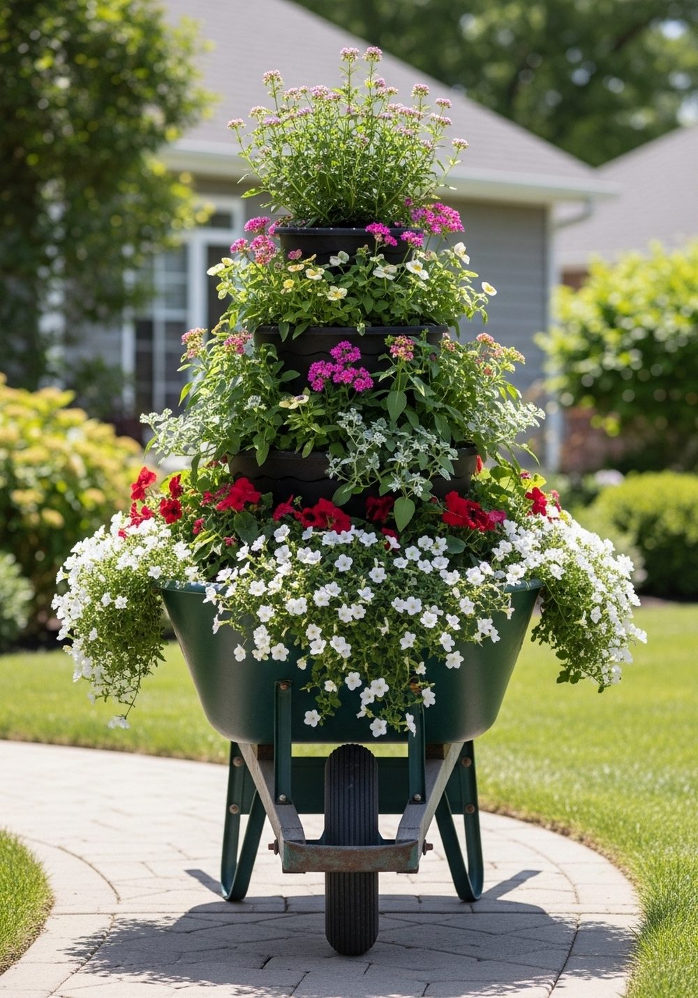 Tiered Look Wheelbarrow With Taller Center Planting
