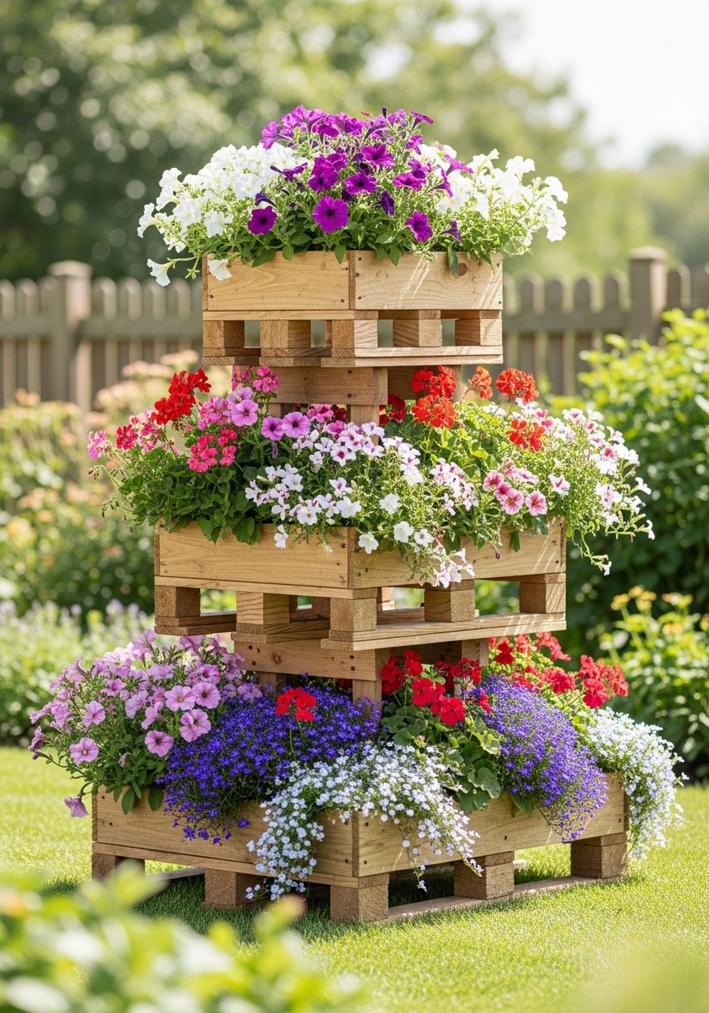 Tiered Pallet Flower Tower