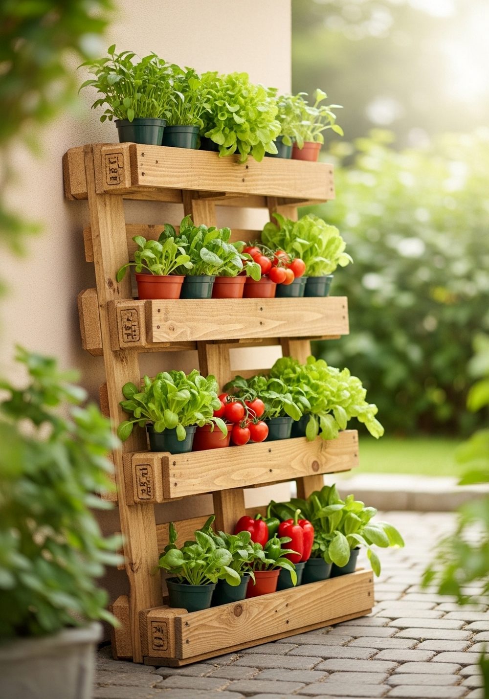 Tiered Pallet Vegetable Shelf
