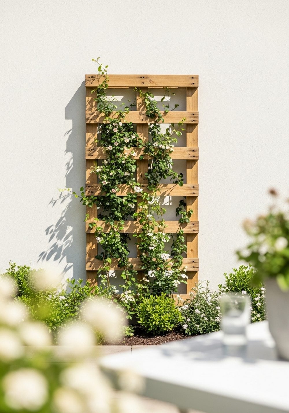 Train Climbers Up A Pallet Trellis Against The Wall