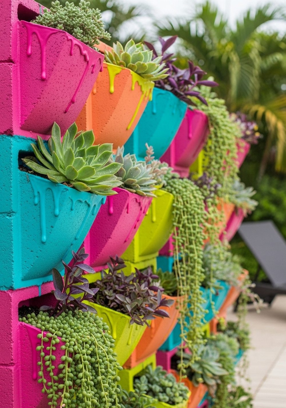 Tropical Color-Pop Privacy Wall