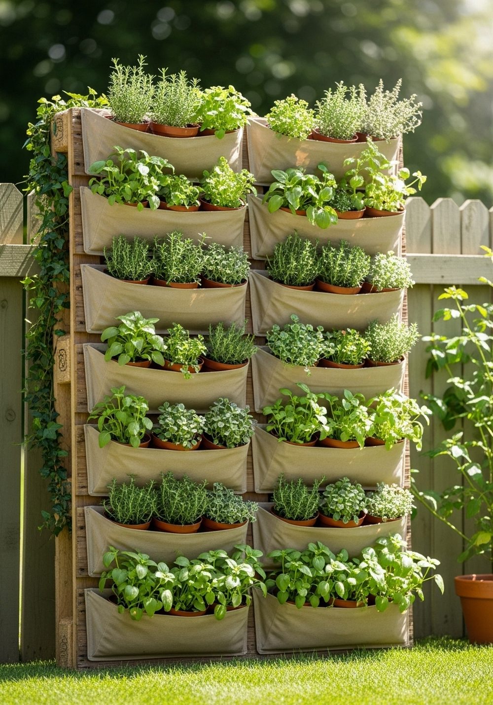 Vertical Pallet Herb Wall