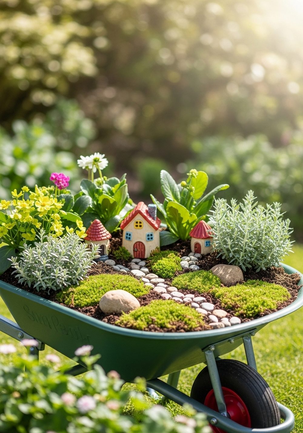 Whimsical Fairy Garden Wheelbarrow