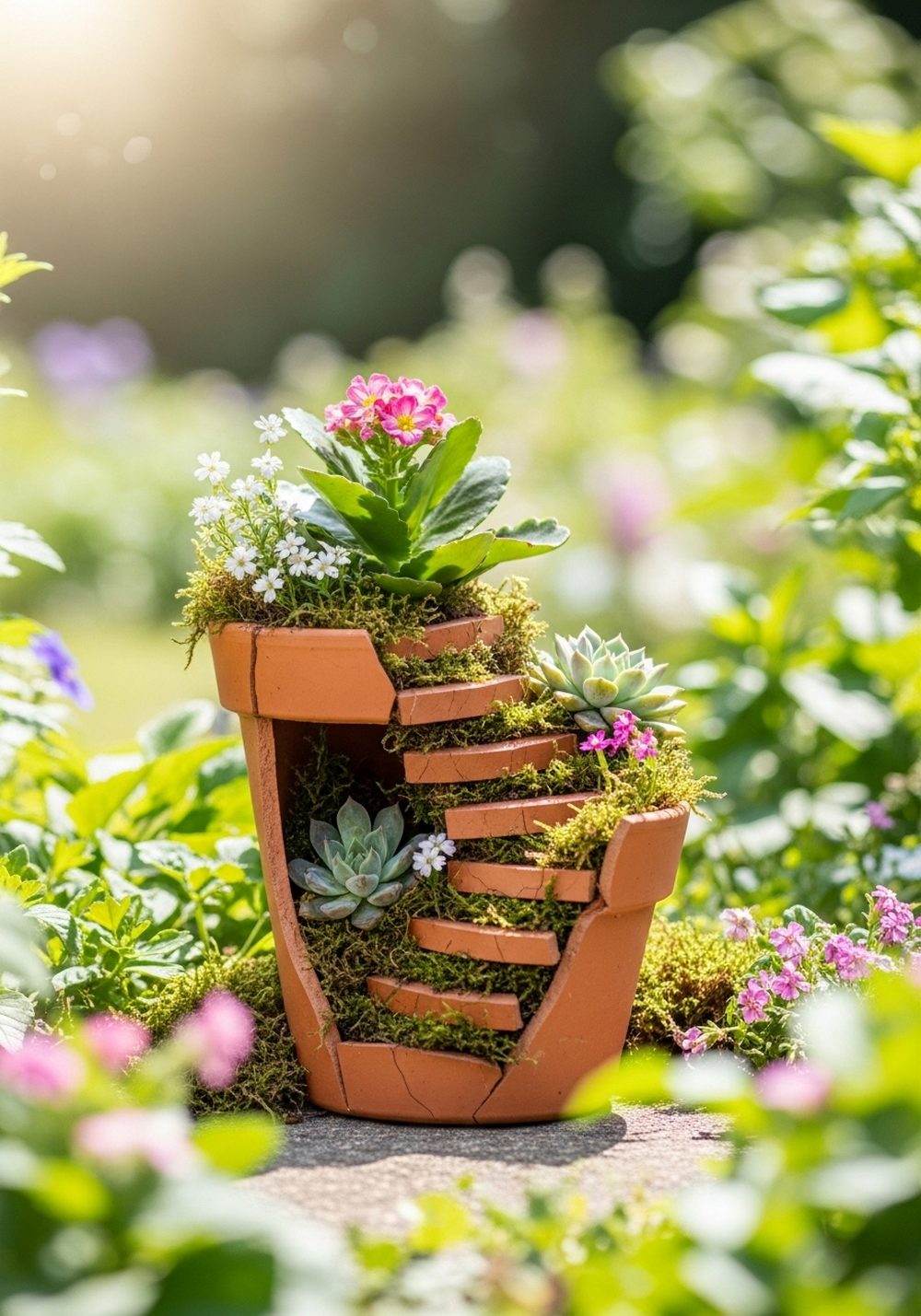 Broken Pot Fairy Garden Planter