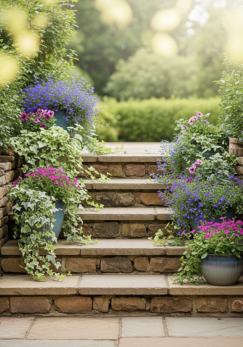 Cascading Planters On Garden Steps