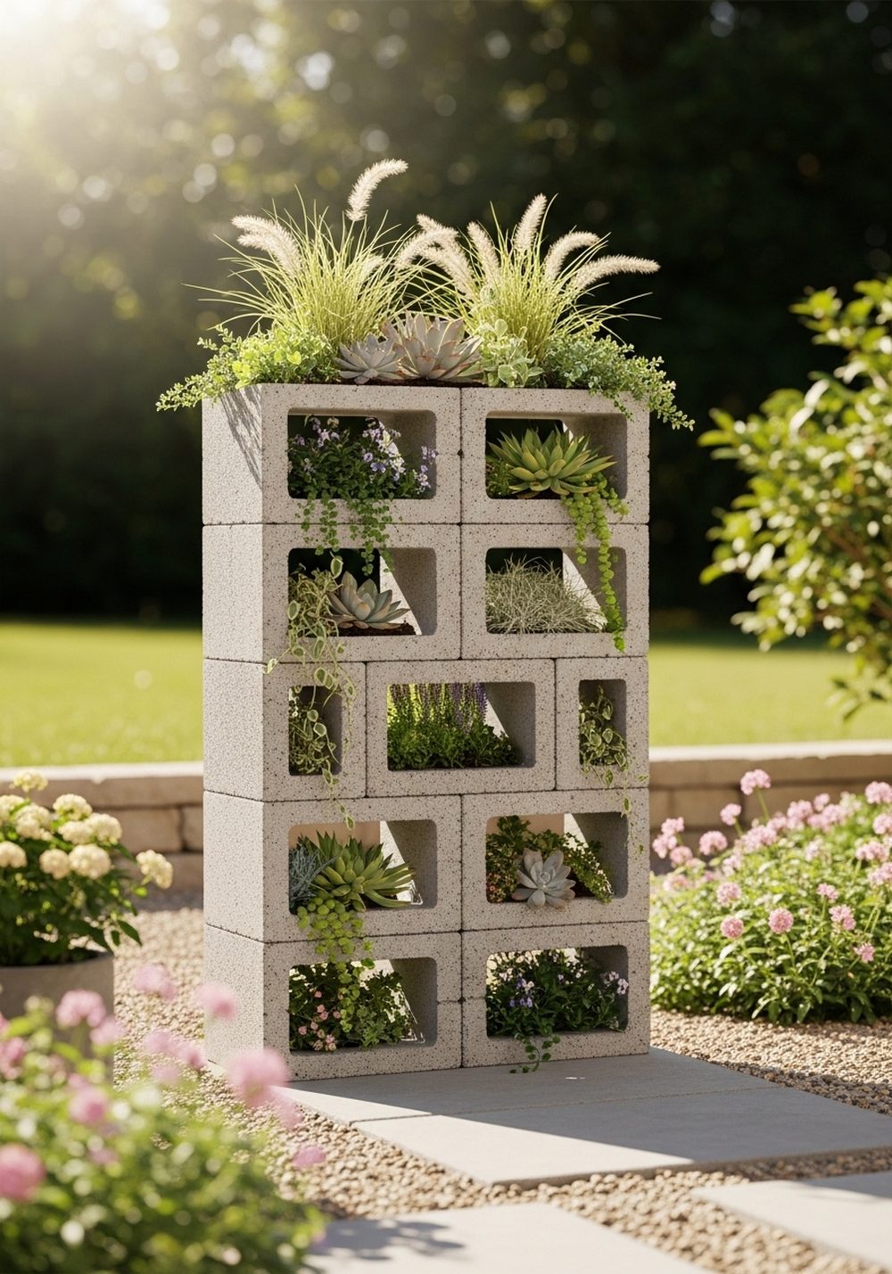 Cinder Block Modern Planter Wall