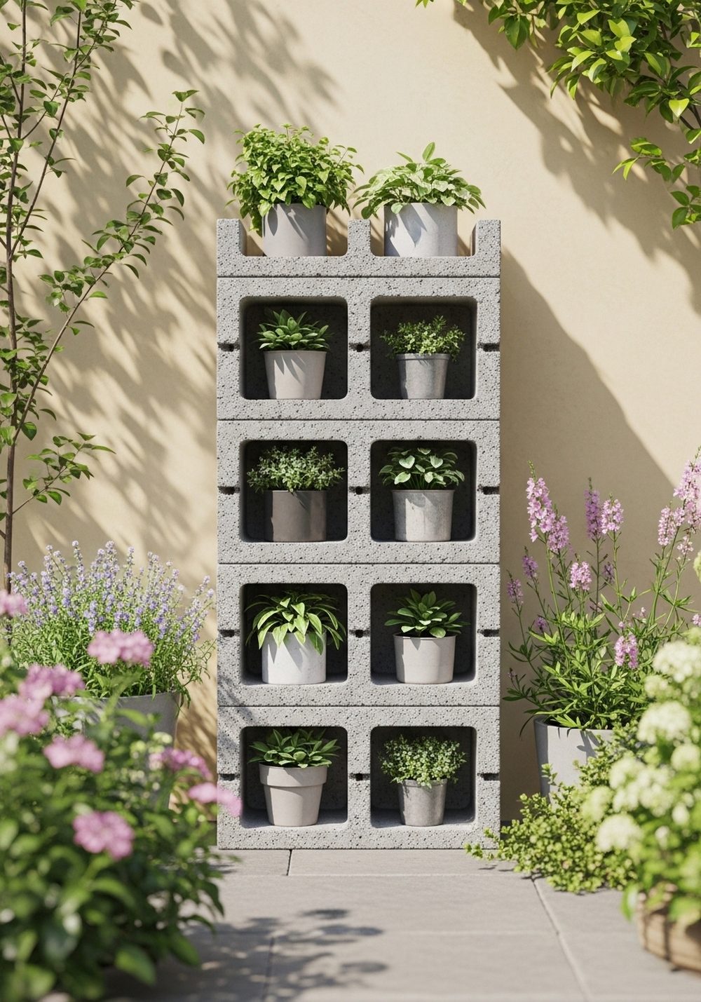 Cinder Block Planter Shelf