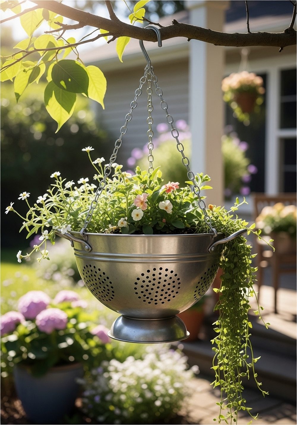 Colander Hanging Basket Planter