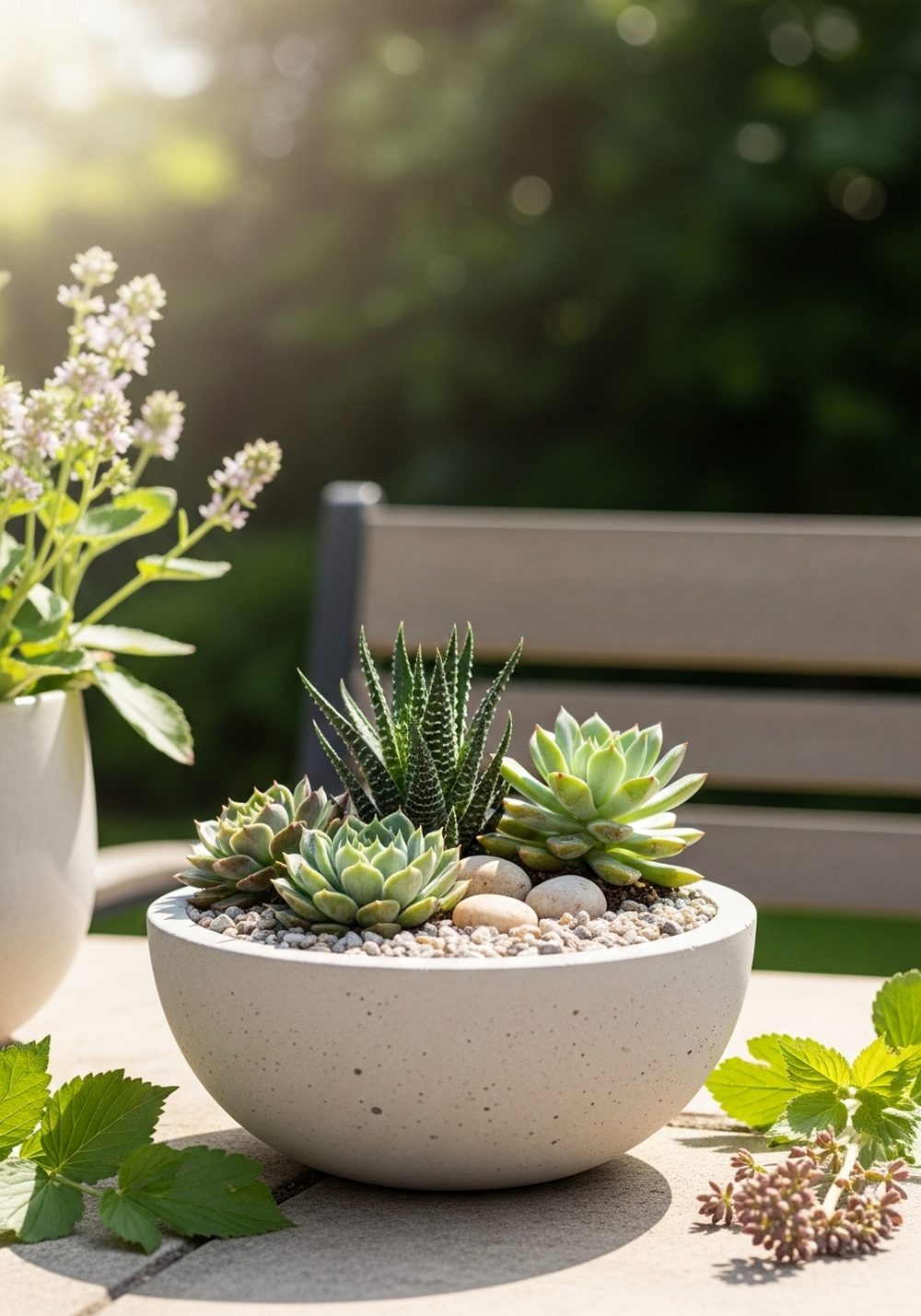 Concrete Bowl Succulent Planter
