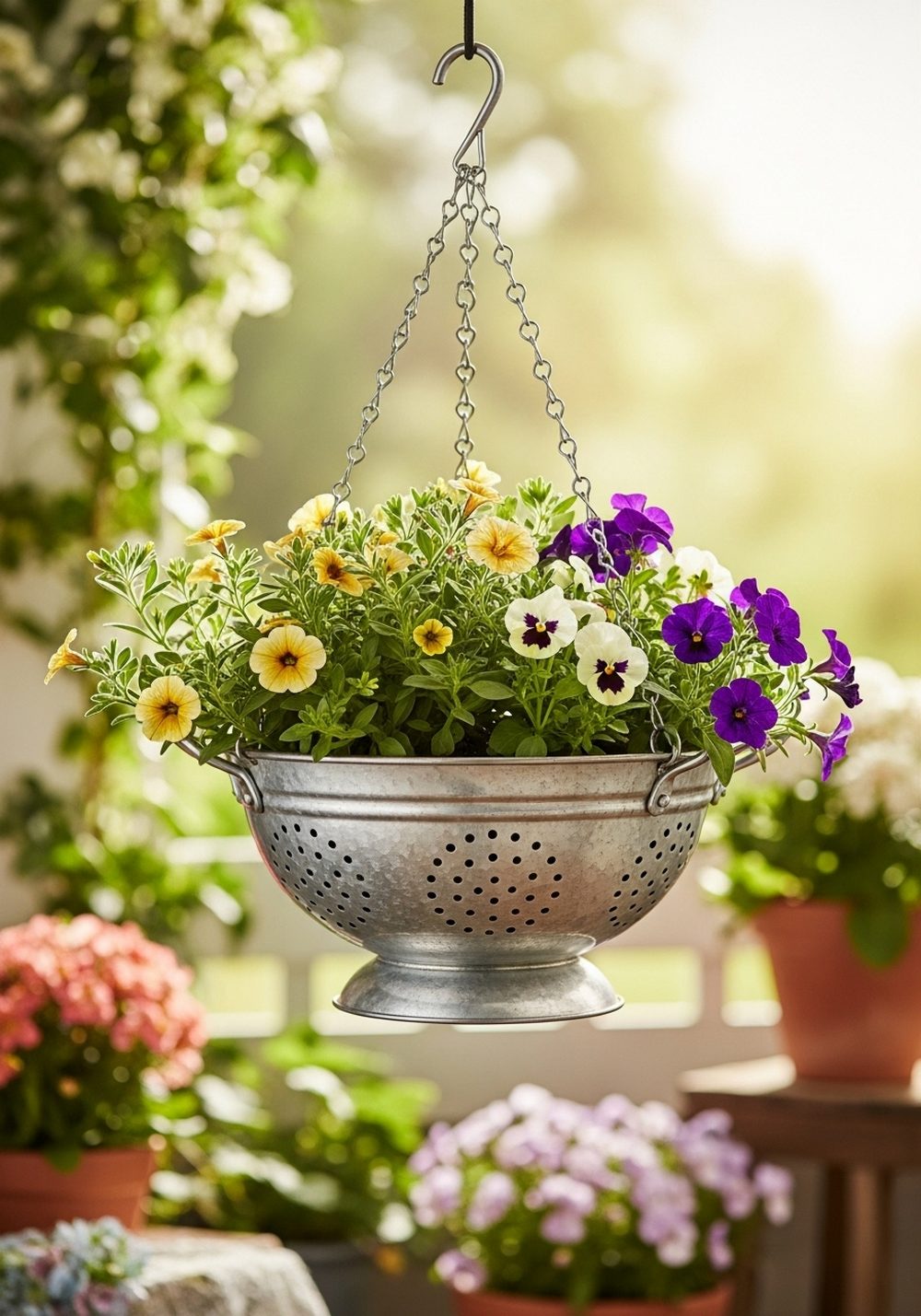Hanging Colander Flower Basket
