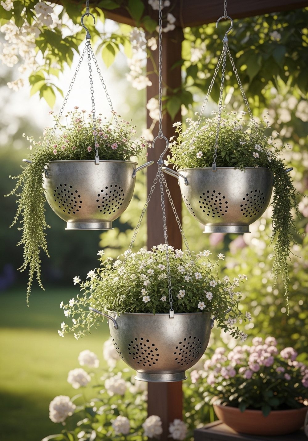 Hanging Colander Planters