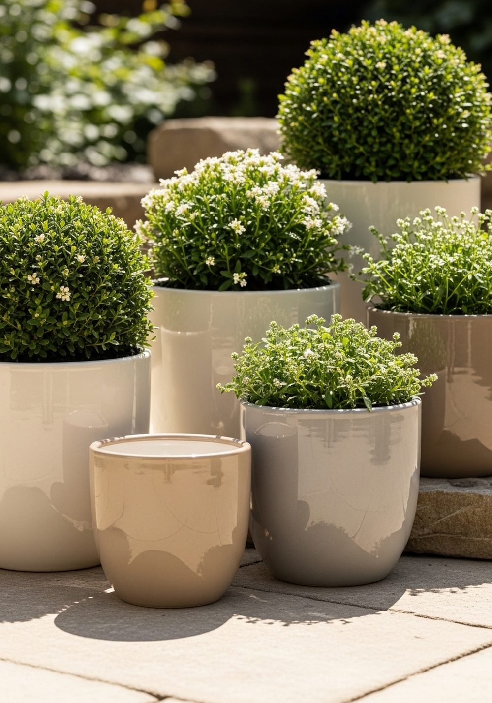 Matching Ceramic Pots In A Neutral Palette