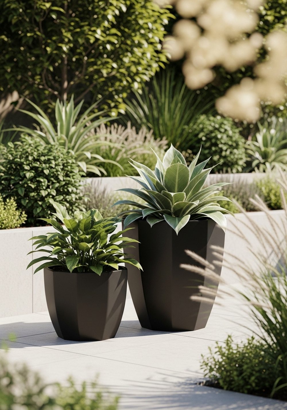Matte Black Geometric Planters