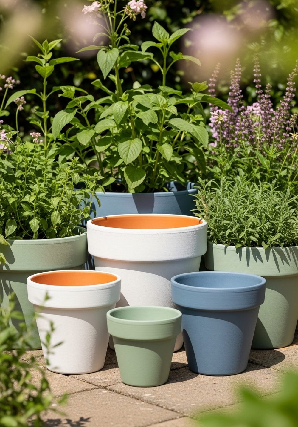 Painted Terracotta Pot Cluster