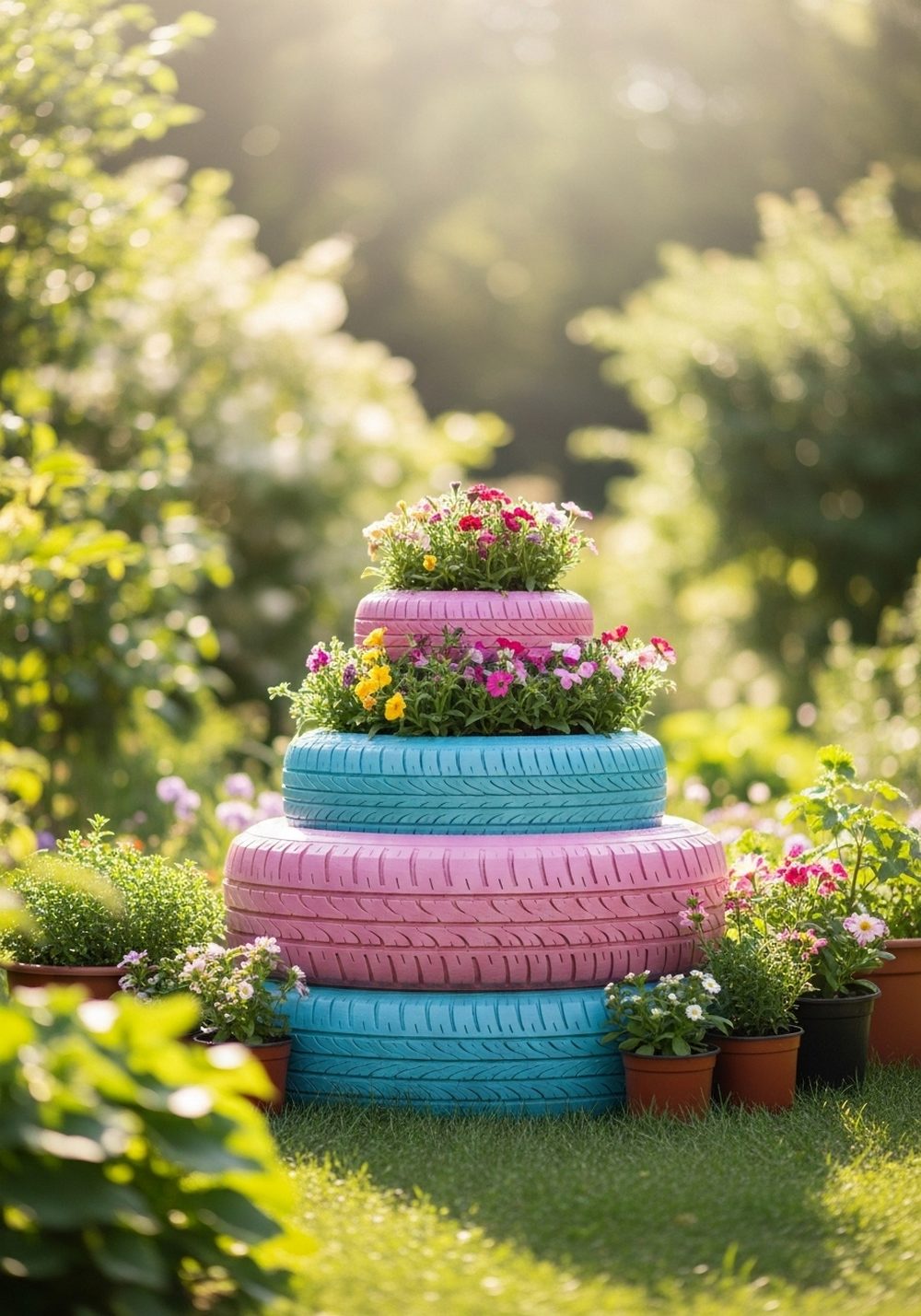 Painted Tire Flower Planter
