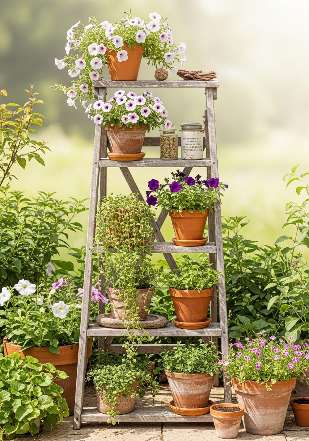 Rustic Ladder Flower Planter