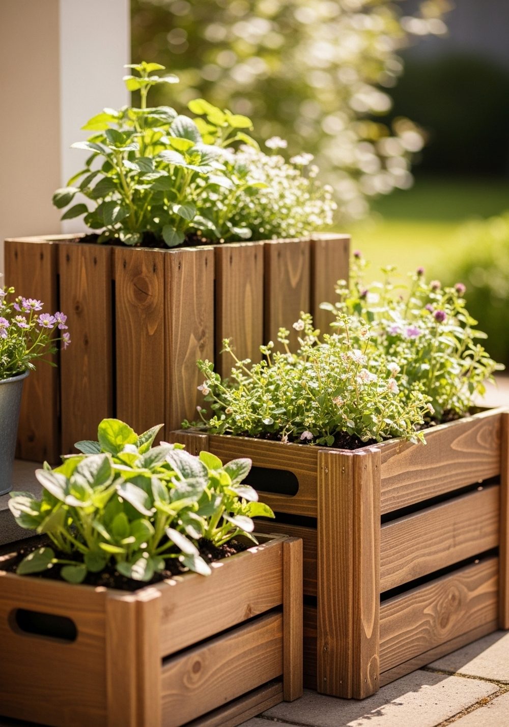 Rustic Wooden Crate Planters
