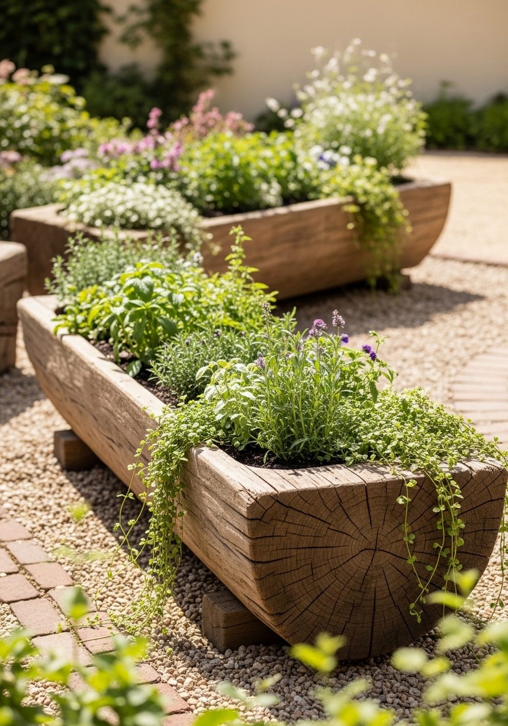Rustic Wooden Trough Planters