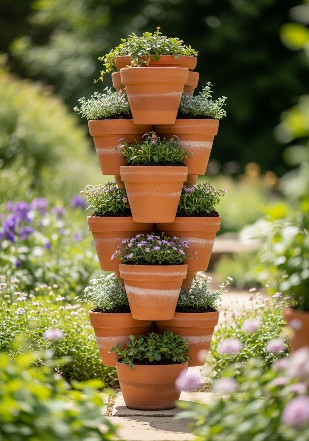 Stacked Terracotta Pot Display