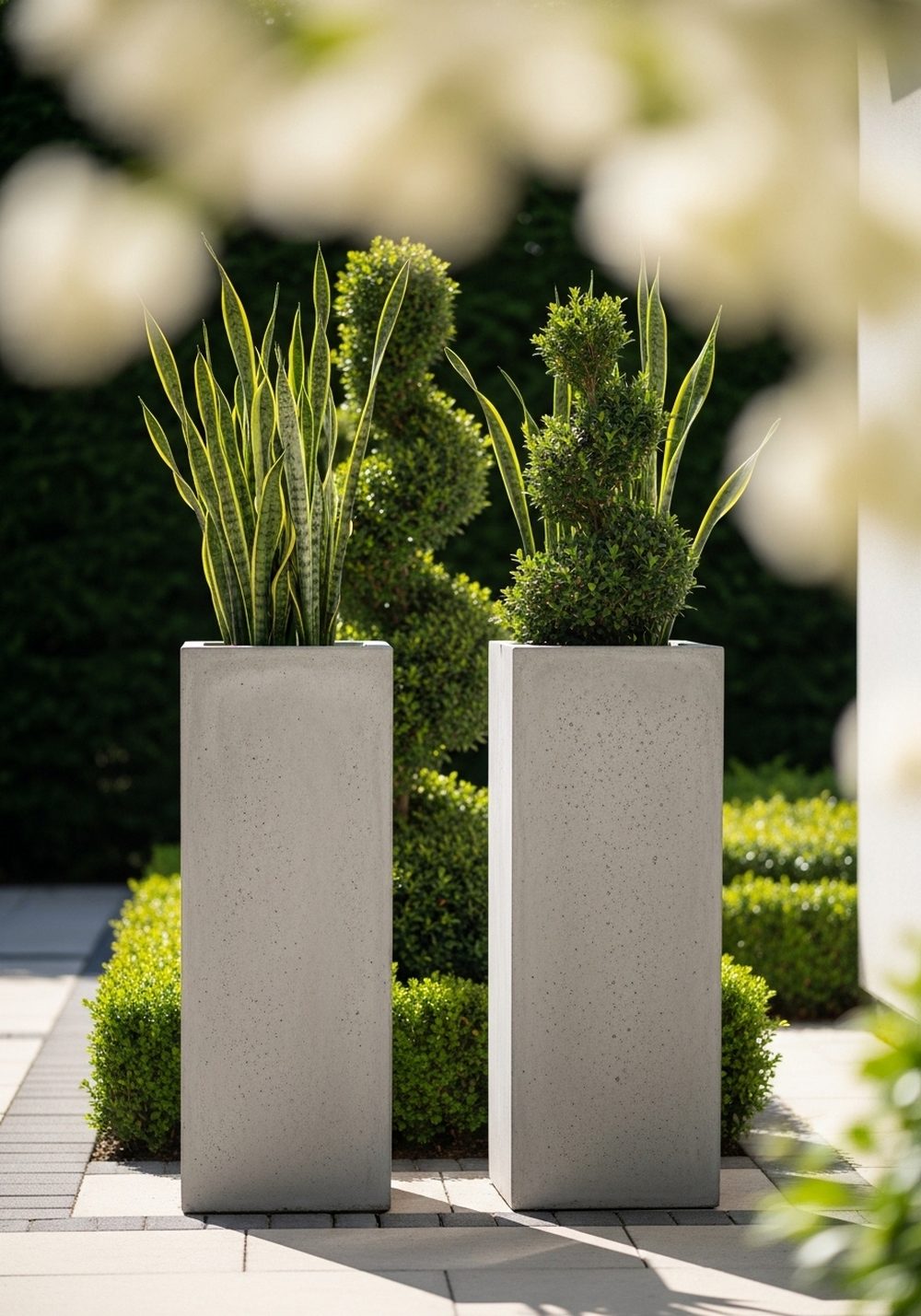 Tall Concrete Column Planters