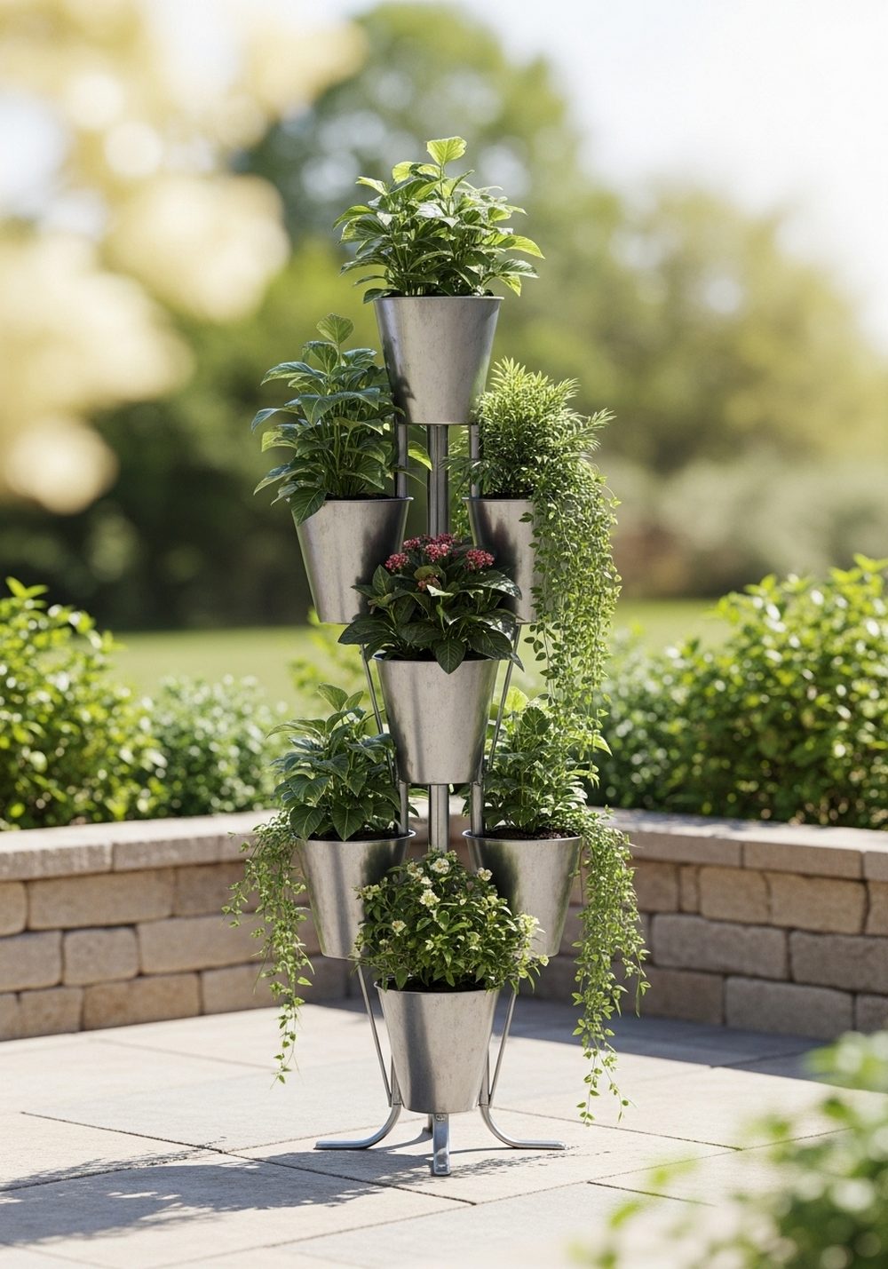 Tiered Metal Planter Stand Display