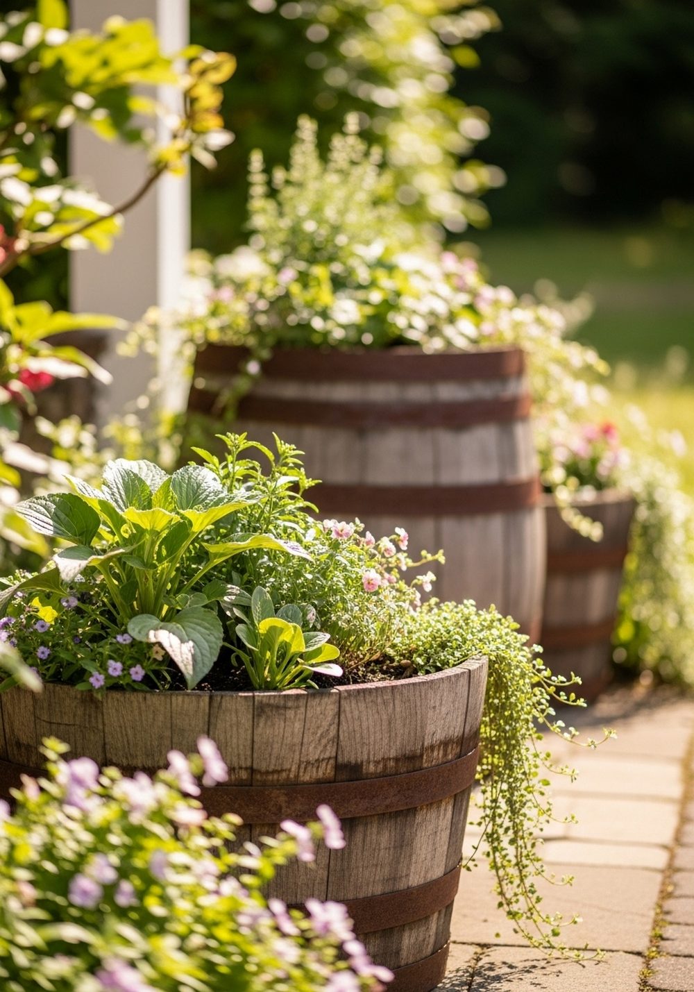 Vintage Barrel Planters