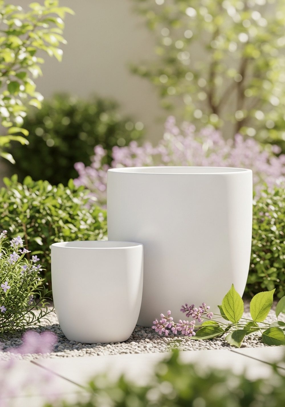 White Minimal Cylinder Pots